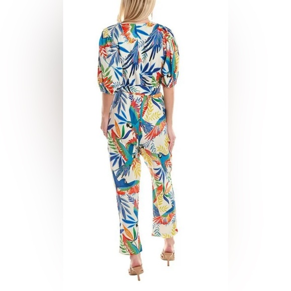 FARM Rio womens Macaw Wind Linen-Blend Jumpsuit, Size XL - Picture 2 of 4
